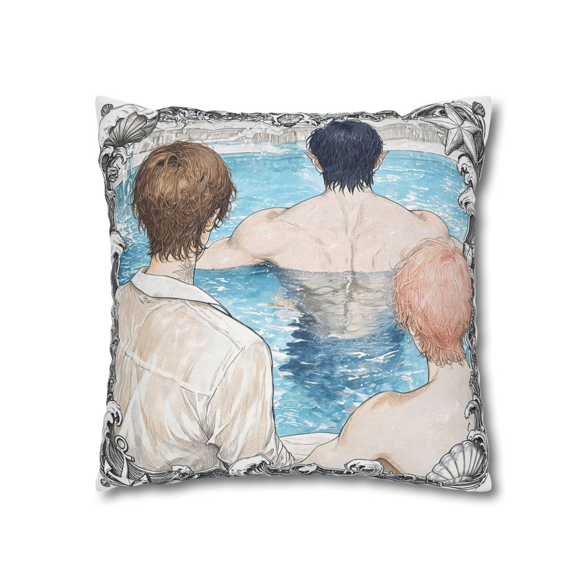 When I have two Mermen - Cute Anime Spun Polyester Throw Pillow