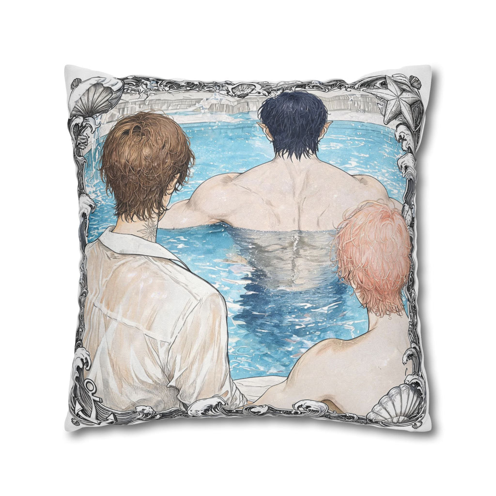When I have two Mermen - Cute Anime Spun Polyester Throw Pillow