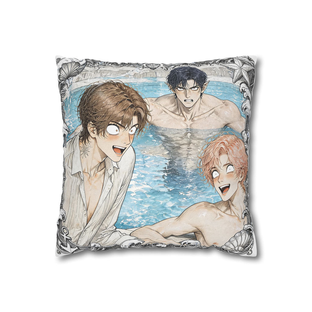 When I have two Mermen - Cute Anime Spun Polyester Throw Pillow