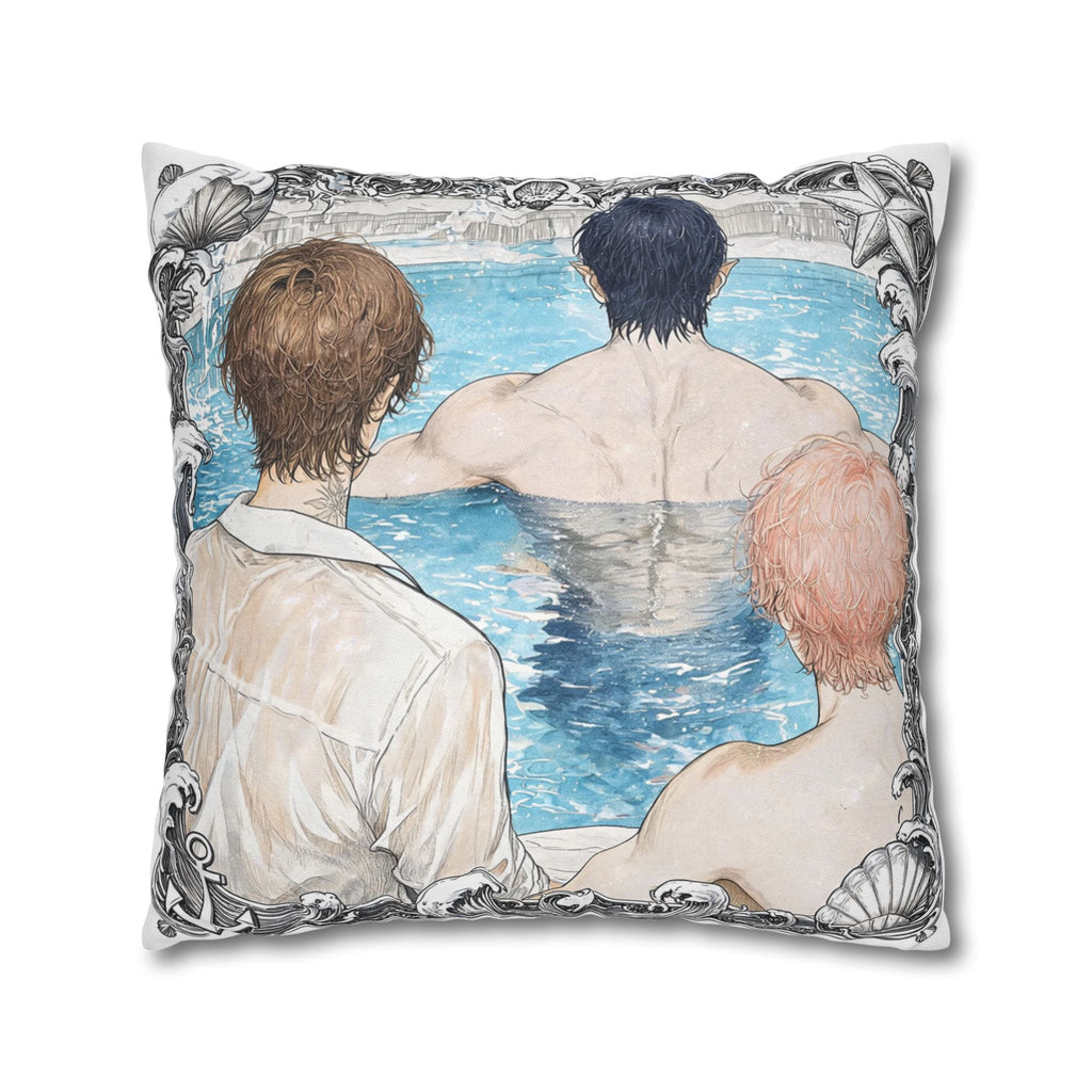 When I have two Mermen - Cute Anime Spun Polyester Throw Pillow
