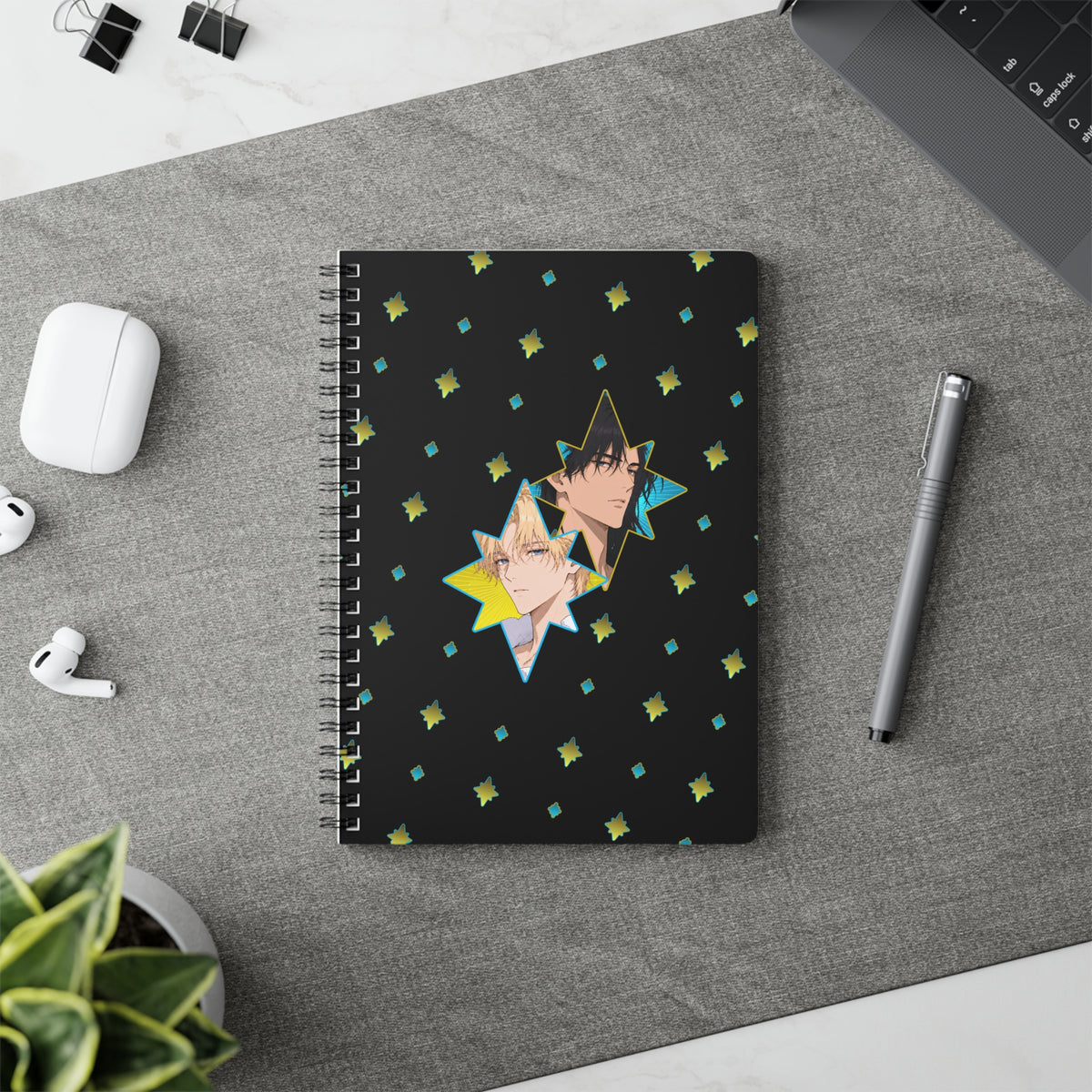 Starry Duo A5 Spiral Notebook Lined Journal ｜May the Stars Watch Over My King