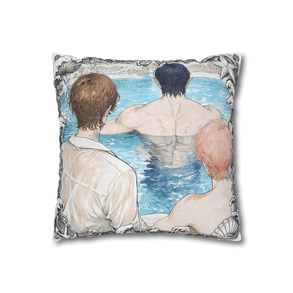 When I have two Mermen - Cute Anime Spun Polyester Throw Pillow