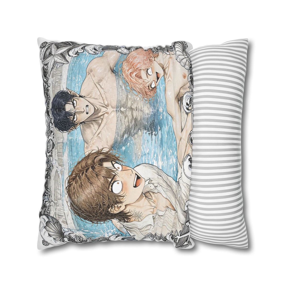 When I have two Mermen - Cute Anime Spun Polyester Throw Pillow