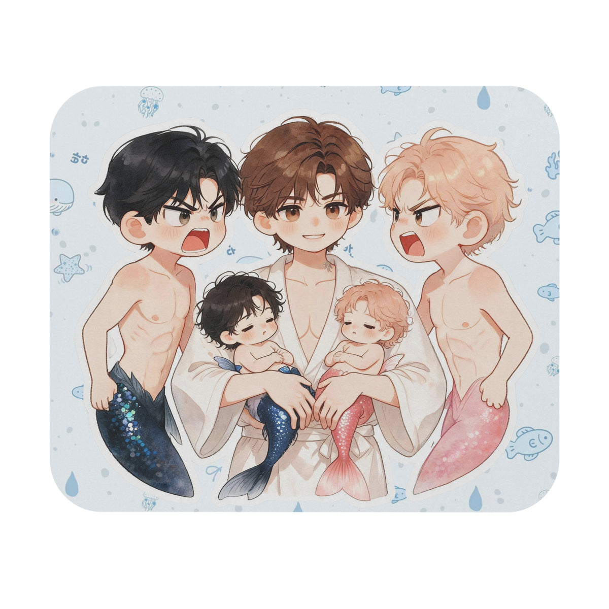 Who is/are Dad of The Little Mermaids? Cute Chibi  Mouse Pad